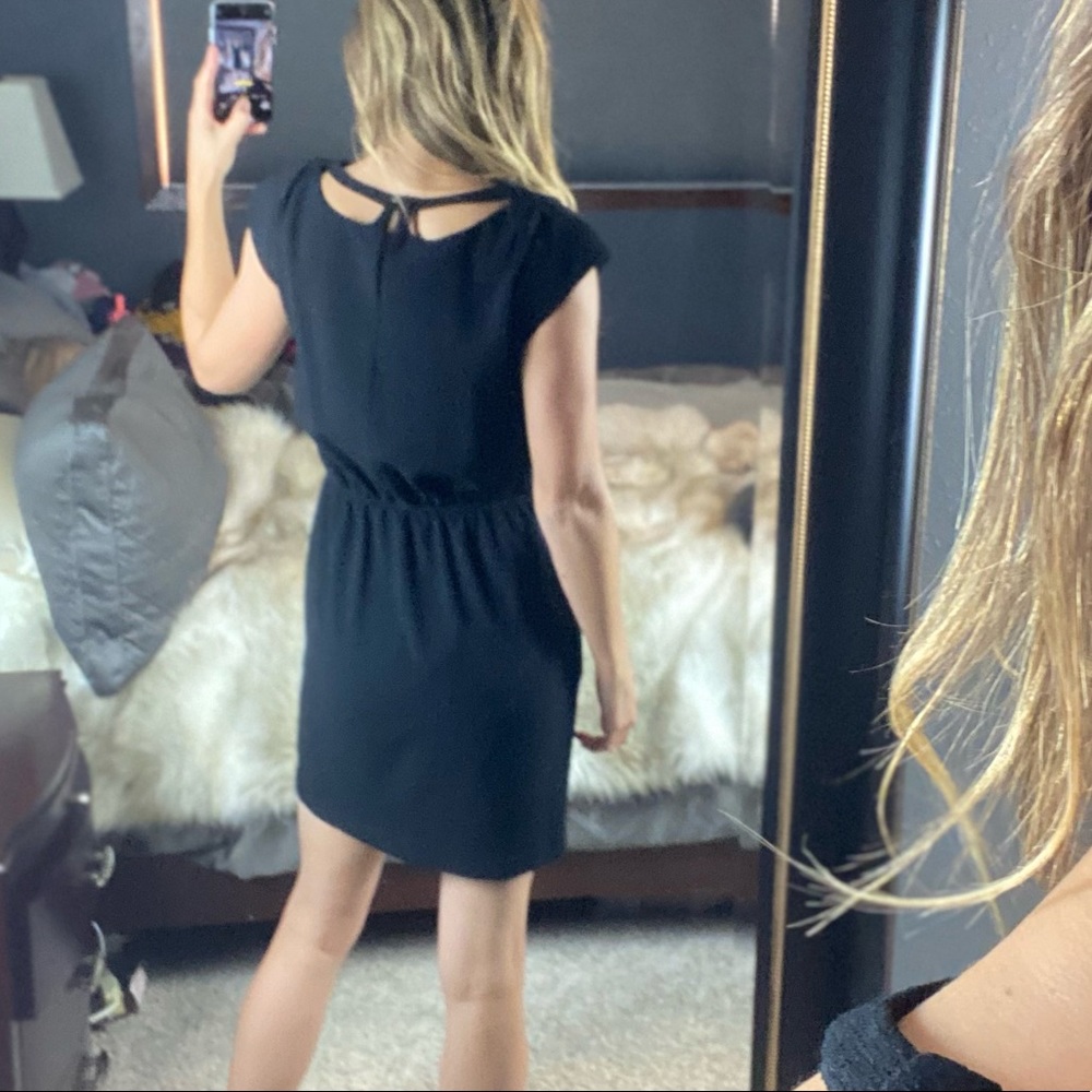 Bcbgeneration Collar Cutout Black Mini Dress, Med… - image 4